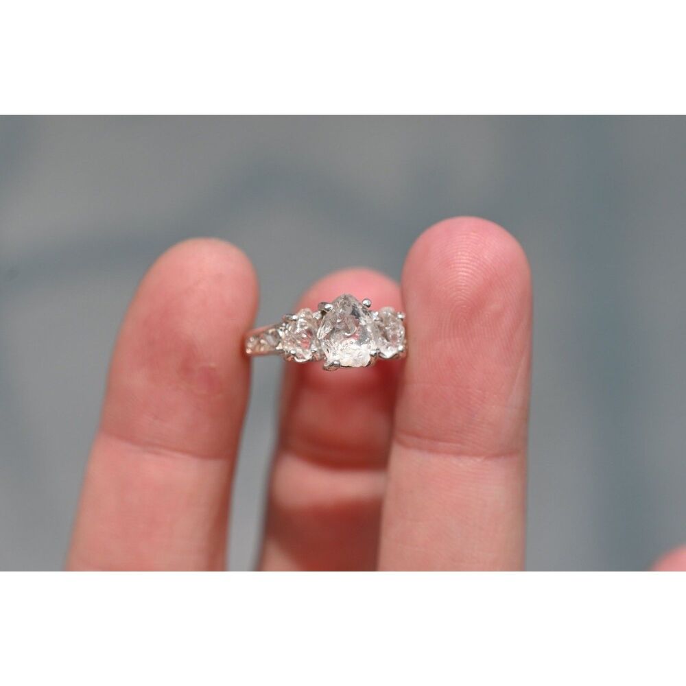 Raw Lake County Lake County diamond ring in oxidized sterling silver size 6